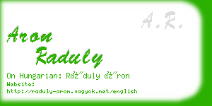 aron raduly business card